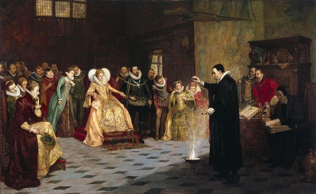 800px-Glindoni_John_Dee_performing_an_experiment_before_Queen_Elizabeth_I