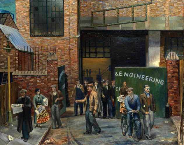 Selling the 'Daily Worker' outside Projectile Engineering Works 1937 by Clive Branson 1907-1944