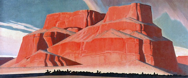 Maynard Dixon - Red Butte with Mountain Men (1935)