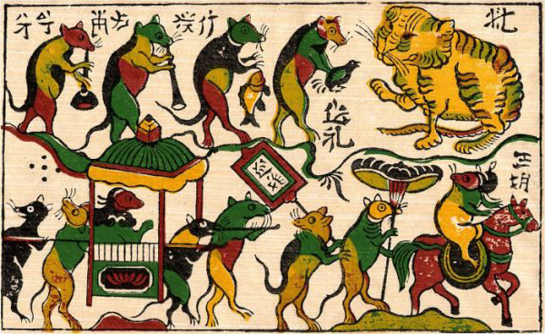 Dong Ho woodcut - Đám Cưới Chuộ [The Mouse's Wedding]