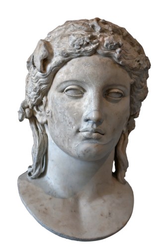 Head of Apollo of the Anzio type. Marble, Roman copy of a Greek original of the 4th century