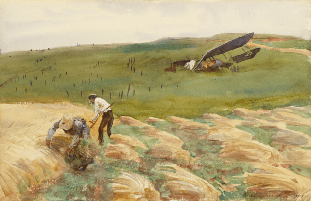 John Singer Sargent - Crashed Aeroplane (1918)