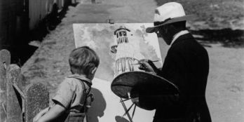 J B Rustomjee - Stanley Spencer Painting Helter Skelter at Hampstead Heath (c. 1937)