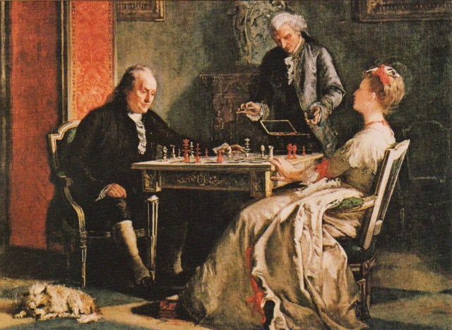Edward Harrison May - Lady Howe Mates Benjamin Franklin (1867)