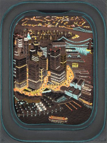 yvonne jacquette - a glimpse of lower manhattan (night) (1986)