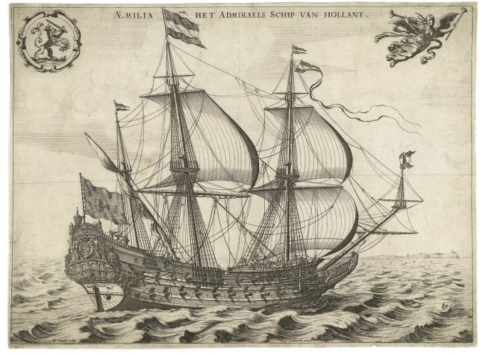 Willem van de Velde - Aemilia, het vlaggenschip van Tromp (ca. 1639)