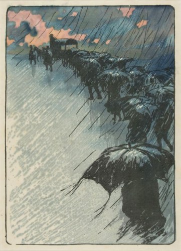 Henri Rivière - Funeral Under Umbrellas (1891)