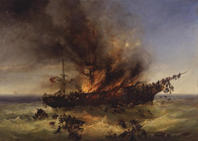 Josef Püttner - Sinking of the emigrant ship Austria on 13th September 1858 (1858)