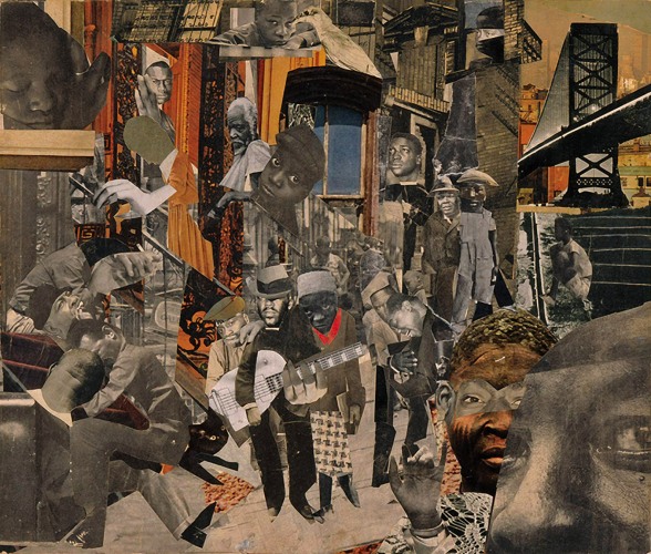 Romare Bearden: <i>The Street</i>, 12 7/8 x 15 3/8 inches, 1964; from Bearden’s ‘Projections’ series