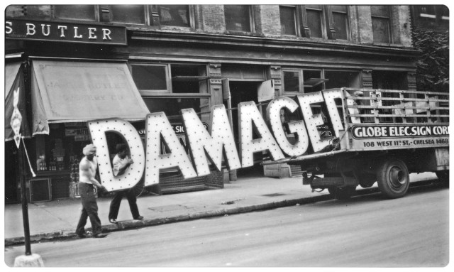 Walker Evans - [Workers Loading Neon _Damaged_ Sign into Truck, West Eleventh Street, New York City] (1928-1930)